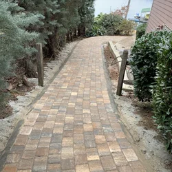 Stone patio with steps