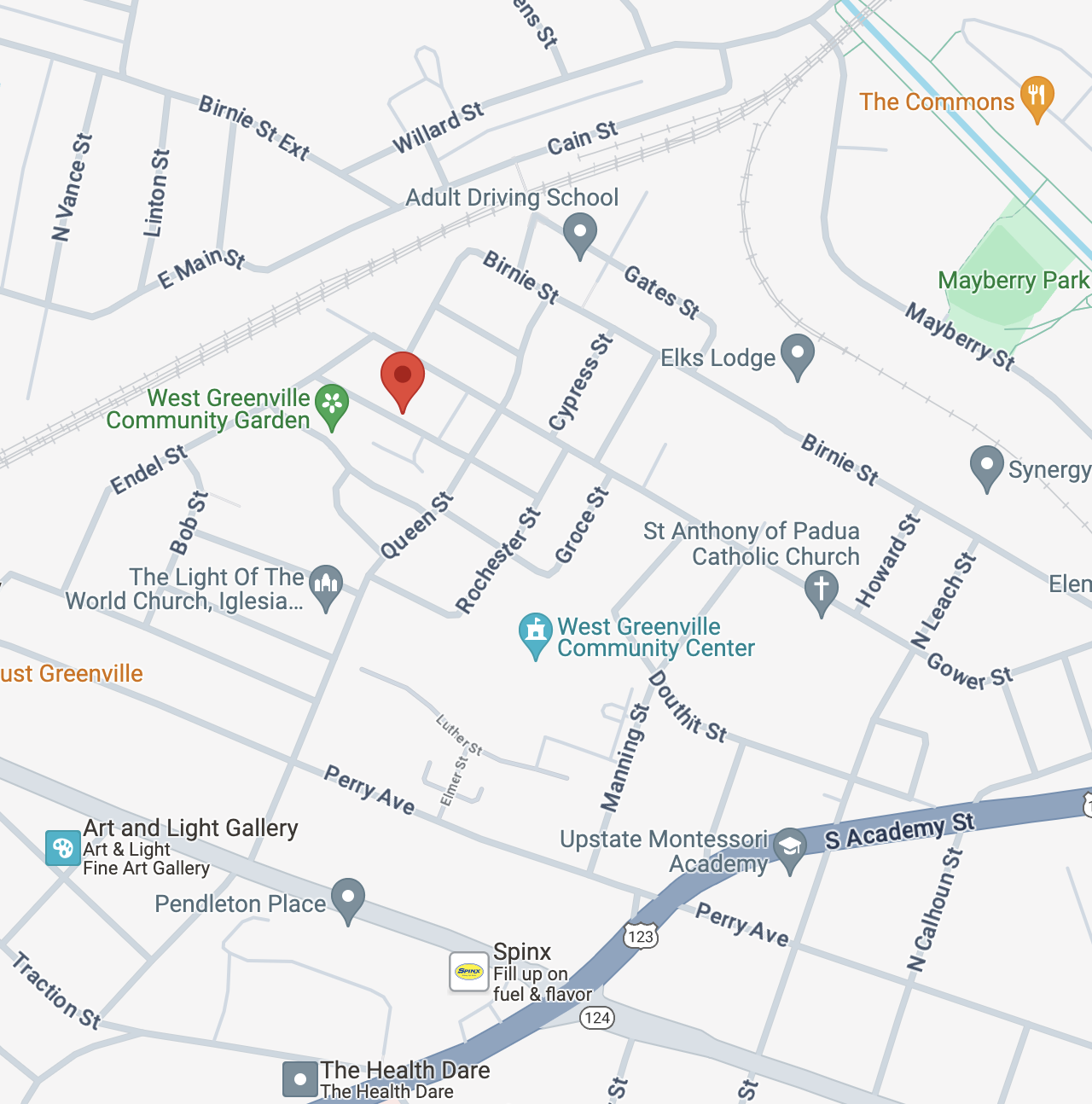 Map showing Retailio Hardscape & Landscape location in Greenville, SC